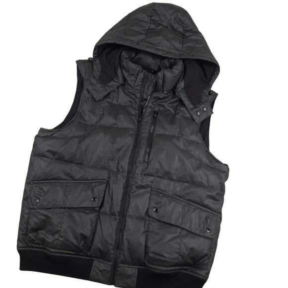 Armani Exchange Men's Hooded Puffer Jacket Vest XL Full Zip Black U6Q605KL NWT - Picture 1 of 14